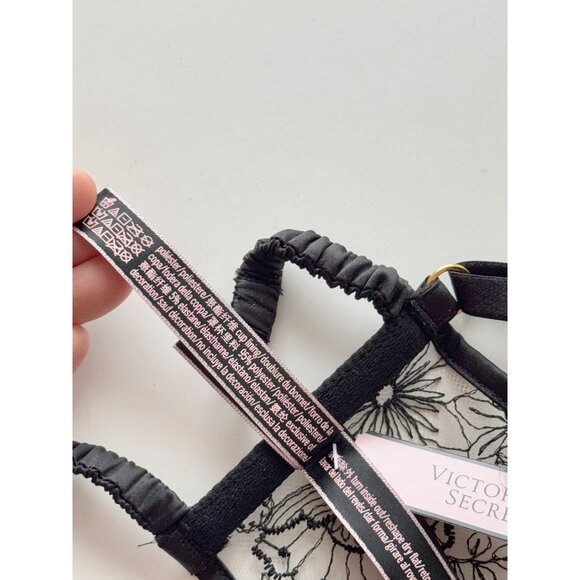 NWT VICTORIA'S SECRET Very Sexy Floral Embroidered Push-Up Bustier Bra, Size 32D - Picture 13 of 16